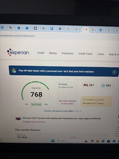 Experian score at 768, Very Good