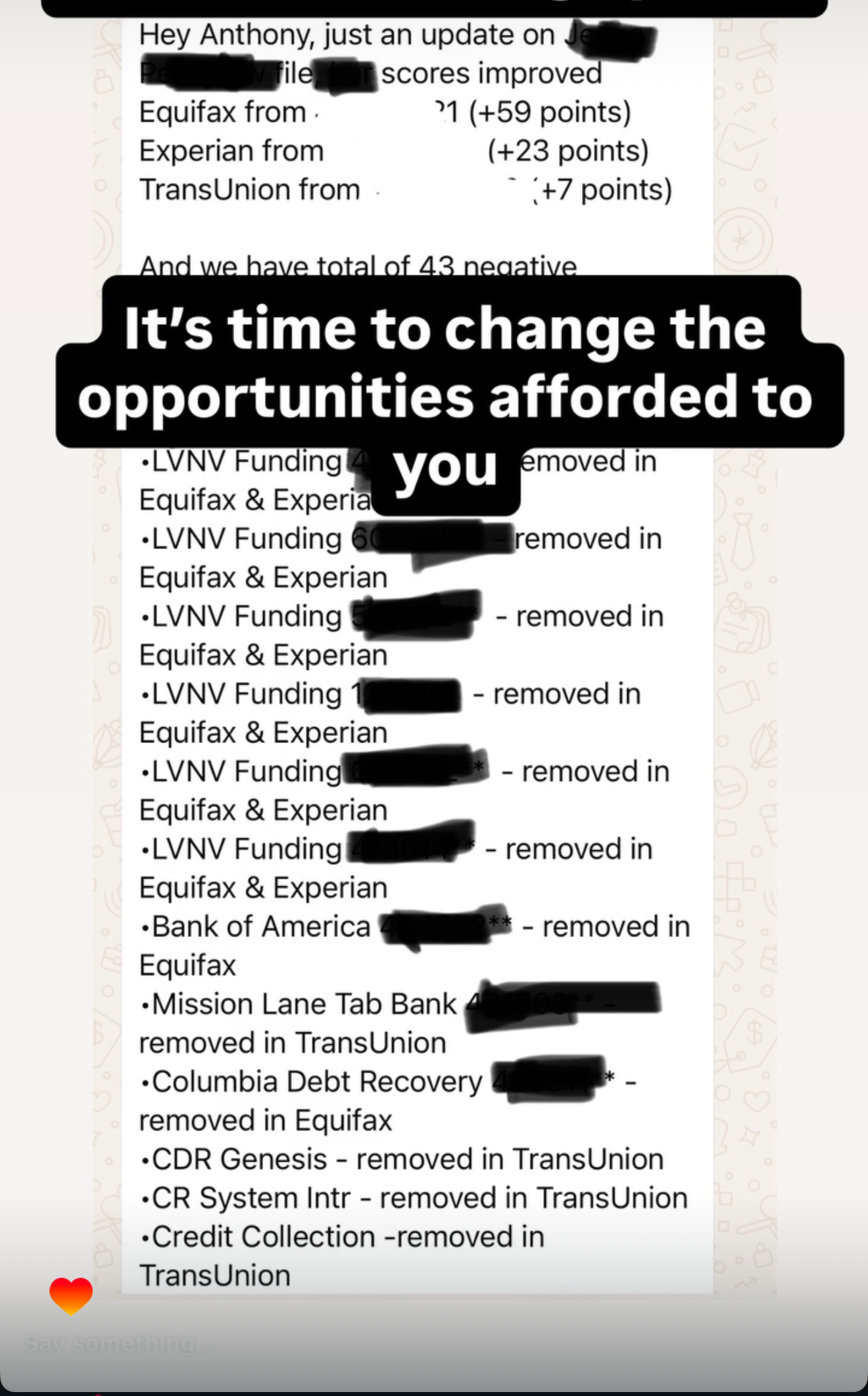 43 negative items removed across bureaus